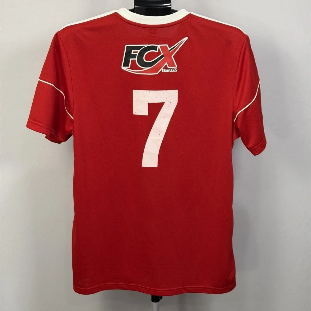 FCX Soccer Club Jersey Shirt‎ Mens Large Red Short Sleeve Adidas Climalite 7